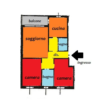 planimetria trilocale pessano con bornago